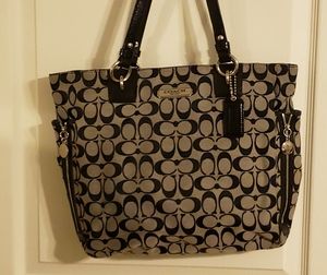 COACH Grey / Black Signature Tote